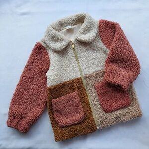 H&M Kids Sherpa Jacket - Cream, Pink, and Brown
